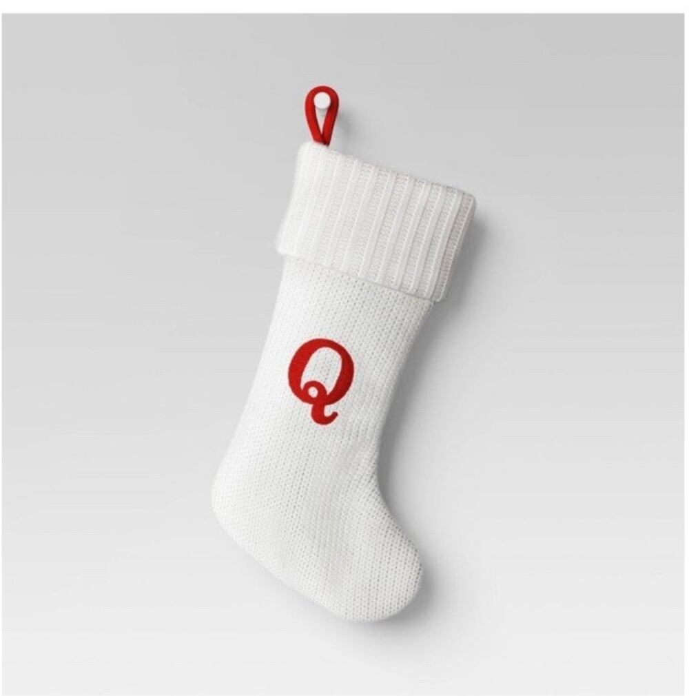 Knit Monogram Christmas Stocking White Q - Wondershop